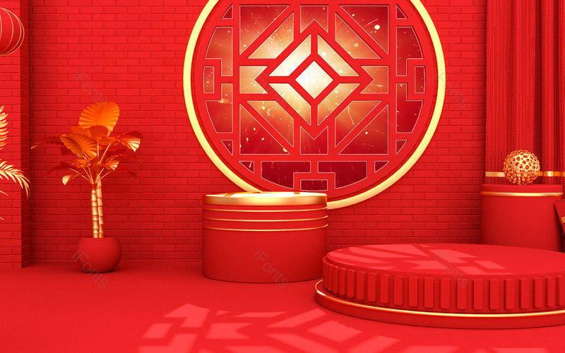 红色喜庆C4D立体创意空间艺术背景设计,插画/手绘图,插画/手绘图库,插画/手绘图下载,插画/手绘